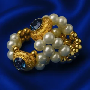 Handcrafted Blue Pearl Golden Bangle