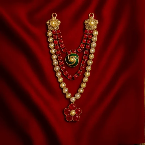 Laddu Gopal Ji Mala – Pearl & Floral Design (Size 3)